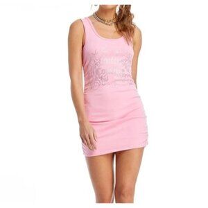NWT Juicy Couture Y2K Barbie Pink Ruched Bodycon Bling Mini Dress - Small
